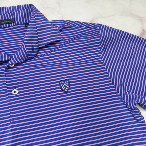 Turtleson Golf Polo Shirt Size S Mens Short Sleeve Blue Stripe Berkley Hall - Picture 4 of 5